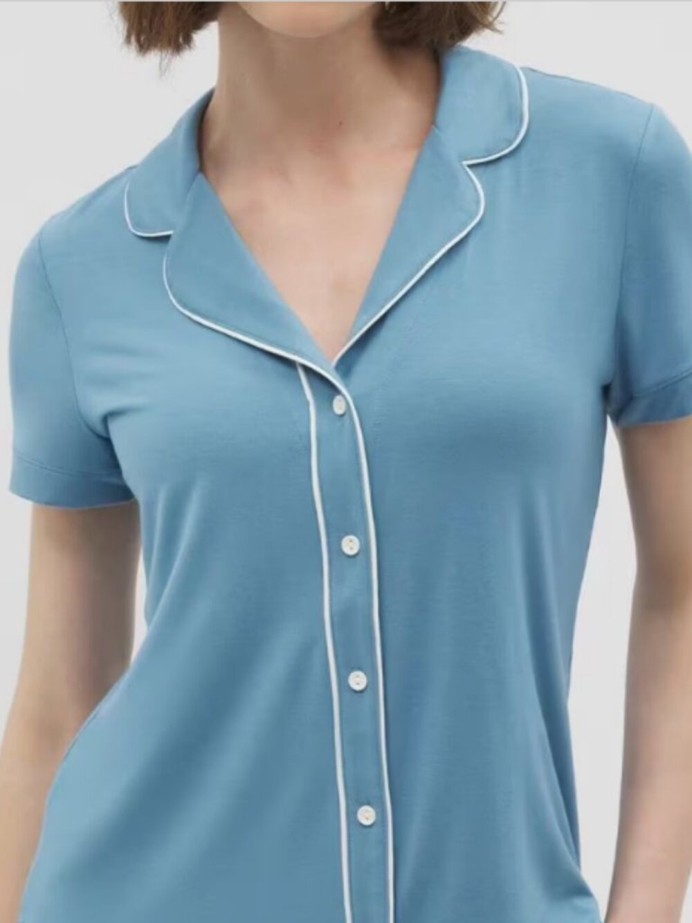 NWT-On Dot Short Sleeve Notch Collar Pajama Top-Medium